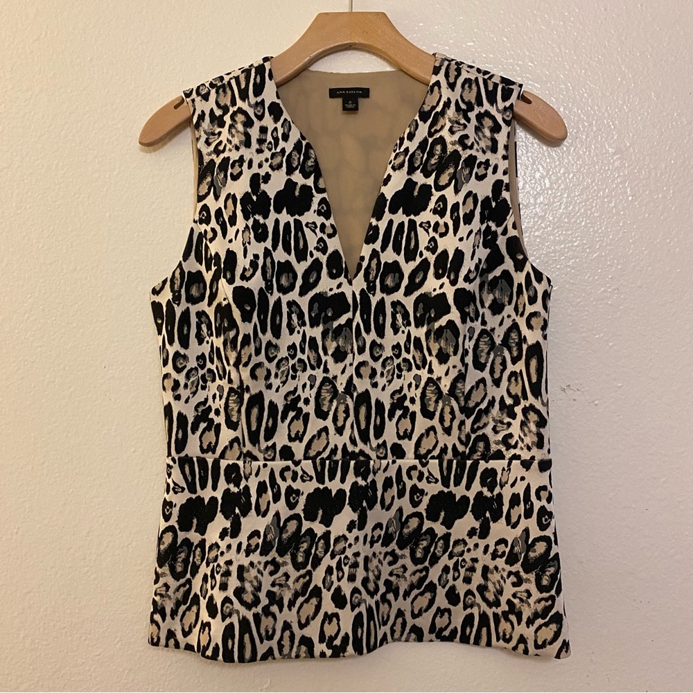 Ann Taylor animal print peplum top